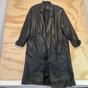Vintage Black Leather Men's Coat